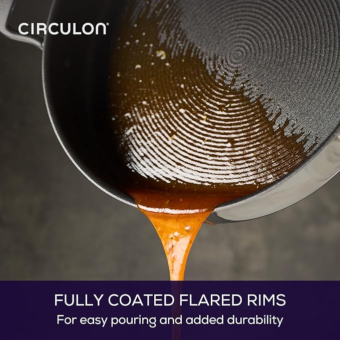 Circulon C1 Series Clad Stainless Steel with ScratchDefense Technology Cookware Nonstick Induction Saute Pan with Lid and Helper Handle, Metal Utensil Safe, 5 Quart - Polished Stainless Steel