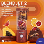BlendJet Portable Blender for Smoothies & Shakes - 16oz BlendJet 2 Cordless Personal & Small Blender, USB-C Rechargeable & Self Cleaning - Quiet Mini Travel Blender with Stainless Steel Blade (Walnut)