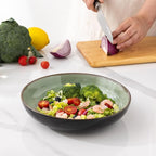 LERATIO Large Pasta Bowls,38oz Ceramic Pasta Bowls,9.0" Reactive Glaze Pasta Bowl Set of 6,Microwave & Dishwasher,Oven Safe,Wide Serving Bowls for Salad,Pasta,Fruit,Scratch Resistant-Light Blue