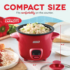 DASH Mini Rice Cooker Steamer with Removable Nonstick Pot, Keep Warm Function & Recipe Guide, Half Quart, for Soups, Stews, Grains & Oatmeal - Red