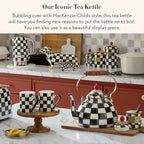 MACKENZIE-CHILDS Enamel Tea Kettle, Stylish Tea Kettle for Stovetop, Black-and-White Courtly Check, 3 Quarts