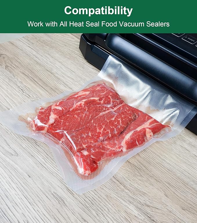 Vacuum Sealer Bags for Food, BPA-free Heavy Duty Vacuum Sealer Bags Rolls 11 Inch 16 Feet 3-pack, Ideal for Custom Fit Food Saver, Seal a Meal, or Sous Vide