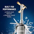 Oster Extreme Mix Blender, 8-Cup Glass Jar, 3 iBlend Preset Functions, 1600-Watts, 10-Point Blade Stack with Titanium Coating & Blend-N-Go Cup