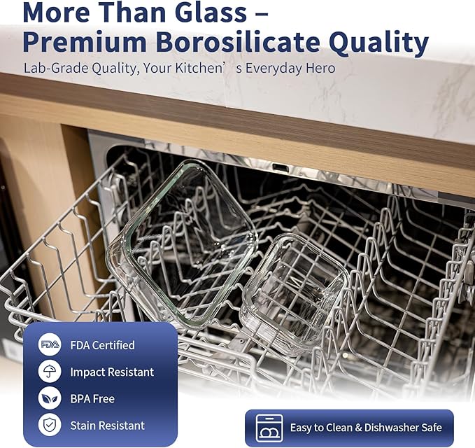 30 Pieces Glass Food Storage Containers with Snap Locking Lids,Glass Meal Prep Containers Set - Airtight Lunch Containers, Microwave, Oven, Freezer and Dishwasher BLUE