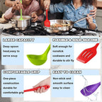 E-far 10 Pcs Silicone Cooking Utensils Set, Heat Resistant Kitchen Utensil Set for Nonstick Cookware, Kitchen Cooking Tools with Spatula, Spoon, Slotted Turner, Non-Toxic & Dishwasher Safe (Colorful)
