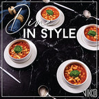 Vikko White Soup Bowls, Set of 6 for Kitchen, 12 Ounce Cereal Bowl, Small Ceramic Rice Bowls for Side Dishes, Dishwasher and Microwave Safe