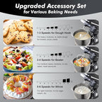 Aucma Stand Mixer, 900W 8QT Large Kitchen Mixer, Kitchen Electric Mixers with Dough Hook, Wire Whip & Beater (Black, 8QT)