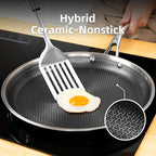 DELUXE Hybrid Ceramic Nonstick Griddle Pan,12-Inch,Stay-Cool Handle,Dishwasher&Oven Safe,Induction-Ready,PFOA Free Compatible with All Cooktops