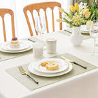 Romanstile Vinyl Placemats Set of 4-12 X 18 Inch - Heat Resistant Place Mats 100% Waterproof Oilproof Wipeable Reversible Faux Leather Table Mats for Kitchen/Dining/Party/Outdoor, Grass Green