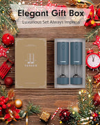 TOMEEM Upgraded Larger Capacity Electric Salt and Pepper Grinder Set Rechargeable with LED lights, Stainless Steel Automatic Pepper and Salt Grinder Refillable with 5 Adjustable Coarseness Blue