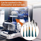 20 Piece Green and Orange 18/0 Flatware Utensil Set for 4, Include Dinner Knife,Dinner Forks,Dinner Spoons,Salad Forks,Teaspoons,Silverware Set for 4, Dishwasher Safe