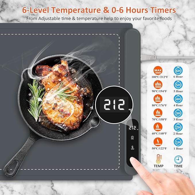 OcePor Warming Mat for Food,(XXL 36"x16") Electric Warming Tray,Extra Large Food Warmer Mat,Warming Pads for Food,Portable Heating Mat for Buffet,Parties,Buffets Party(Gray)