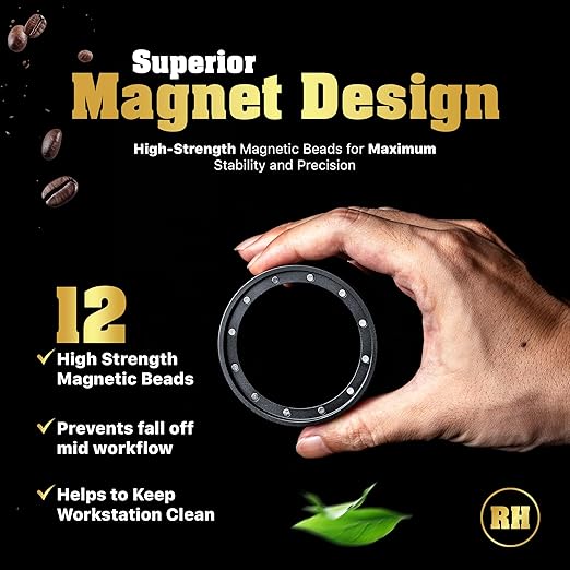 54mm Magnetic Dosing Funnel for Portafilter Espresso Machine ~ High Strength 12 Magnet Design ~ Fits Most Express Coffee Machines ~ Home Barista Espresso Portafilter Adapter ~ UK Brand