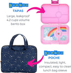 Yumbox Tapas Leakproof Bento Box, Lunch box for women, Teens and Kids, Large size, 4 compartment tray with large section for sandwich, salads plus sides and dip well (Capri Pink - Rainbow)