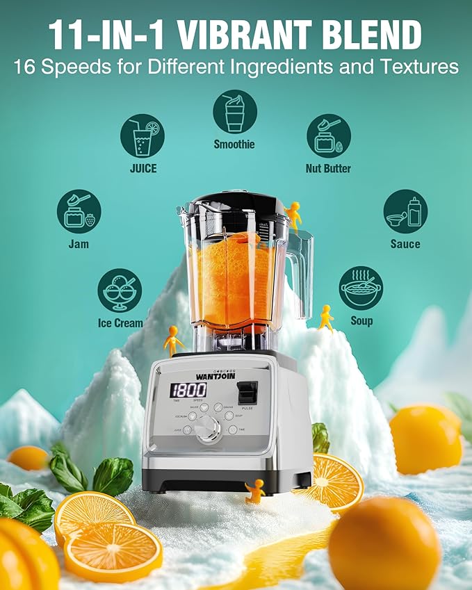 WantJoin Blender for Smoothies - 68oz Countertop Blender for Kitchen w/Powerful 1800W Copper Motor, 30000 RPM, 9 Speeds, Multi-Functional Smoothie Blender for Home & Commercial