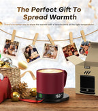 Heated Coffee Mug Rechargeable - Temperature Control Self Heating Coffee Mug 14oz with Lid, Double Sided & Real-Time LED Display, Hot up to 150℉, Birthday Gifts for Women and Men(Red)