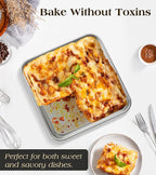 8 x 8-Inch Baking Pan, 304 Stainless Steel Square Cake Pan, Commercial Grade Bakeware for Cakes Brownies Casseroles, Thicker Rectangle Sheet Cake Pans, Non-toxic & Heavy Duty &Dishwasher Safe