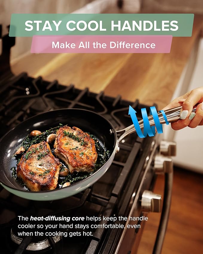 Nuwave Lux 13-Piece Premium Cookware Collection, Healthy G10 Duralon Blue Ceramic Nonstick, Ultra Durable, PFAS-Free, Lightweight & Works on All Cooktops