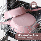 SENSARTE Nonstick Ceramic Skillet with Lid 10/11/12-inch, 4.5QT Non Toxic Deep Frying Pan, Saute Pan with Lid, Stay-cool Handle, Healthy Cooking Pot, Induction Compatible, Pink