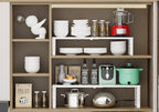 Expandable Adjustable Stackable Kitchen Organizer, Spice Rack,Metal Pantry Storage Shelves Racks,Counter Shelf for Cabinets, Countertop, Cupboard(3 Packs/Large/White)