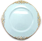 allgala 13-Inch 48-Pack Case Lot Heavy Quality Round Charger Plates-Floral Light Blue-HD80844