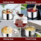 Homikit 3QT Saucepan with Lid, Tri-Ply Stainless Steel Sauce Pan, Induction Cooking Pot with Ergonomic Handle, Small Pot for Cooking, Warming Milk, Boiling Eggs, Dishwasher Safe