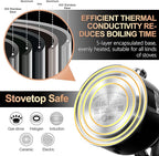 SUSTEAS Tea Kettle - 3.17QT Whistling Kettle with Ergonomic Handle - Premium Stainless Steel Tea Pots for Stove Top, Chic Vintage Teapot with Composite Base, Work for All Stovetops (Black)