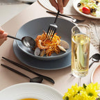 Homelux Theory 2 Sets of 5pc Matte Black 18/10 Stainless Steel Flatware, Stainless Steel Kitchen Utensils, Modern Utensils & Contemporary Flatware Set, Elegant Adaline Royal Forks Spoons Cutlery Set