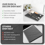 Dusk & Decor Folding Stone Dish Drying Mat – Quick-Drying Diatomaceous Earth Kitchen Mat for Counter – Foldable, Non-Slip Diatomite Sink Tray for Dishes and Utensils - Gray
