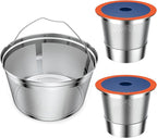 Reusable Coffee Filter For Keurig K Duo,Stainless Steel Reusable 8-12 Cup Basket for K-Duo Essentials and K Duo Brewers Makers, 2 Pack Reusable K Cups and 1 coffee filter