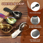 uxcell 2Pcs Stainless Steel Coffee Scoop, 15ml Short Handle Measuring Spoon for Ground Coffee Tea Sugar Kitchen Gifts, Black