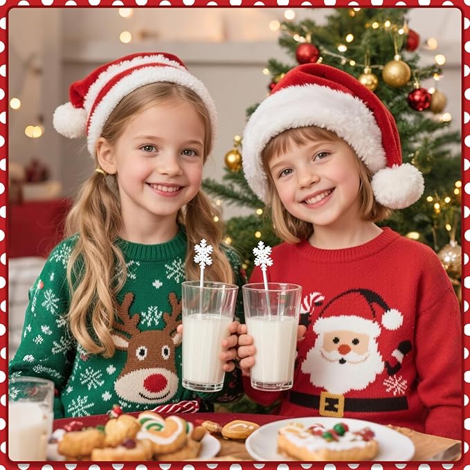 80 Pcs Snowflake Coffee Stirrers, Acrylic Winter Drink Stirrers Reusable Beverage Stir Sticks Hot Cocoa Chocolate Bar Supplies for Christmas Coffee Bar Kitchen Home