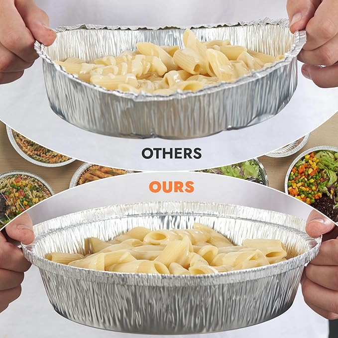 CURTA 9" Round Aluminum Foil Pans with Clear Lids | Heavy Duty | Great for Broiling, Baking, Storage, Roasting, Takeout, Air Fryer | 30 Pack