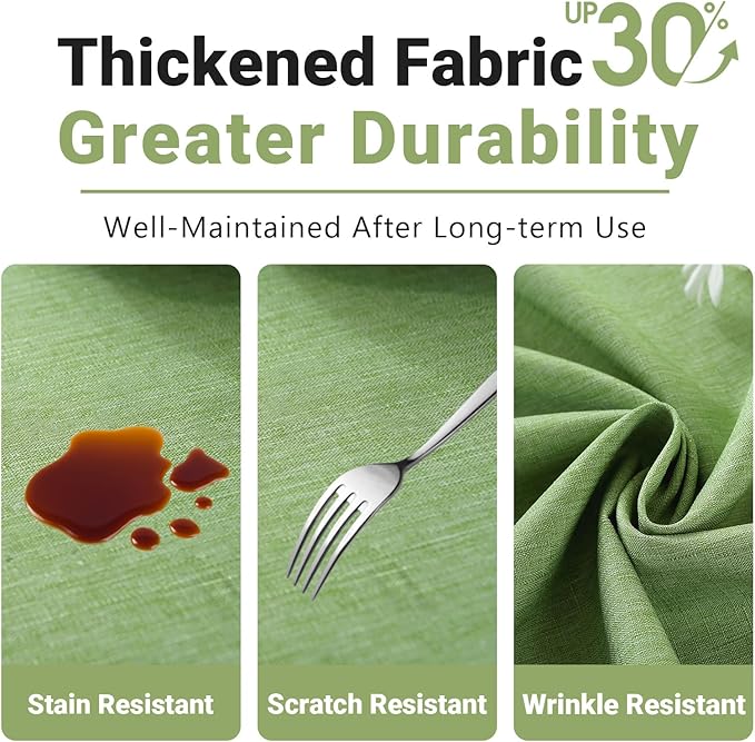 Laolitou Table Cloth Rectangle Linen Waterproof Textured Sage Green Tablecloth, Washable Wrinkle Free Spill Proof Fabric Tablecloths for Dining Table Farmhouse Kitchen Holiday, 52x70 Inch