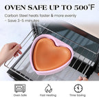 Heart Shaped Cake Pans 6 Inch 8 Inch Nonstick Cake Pan for Baking Stainless Steel Small large Heart Molds Set (Pink)