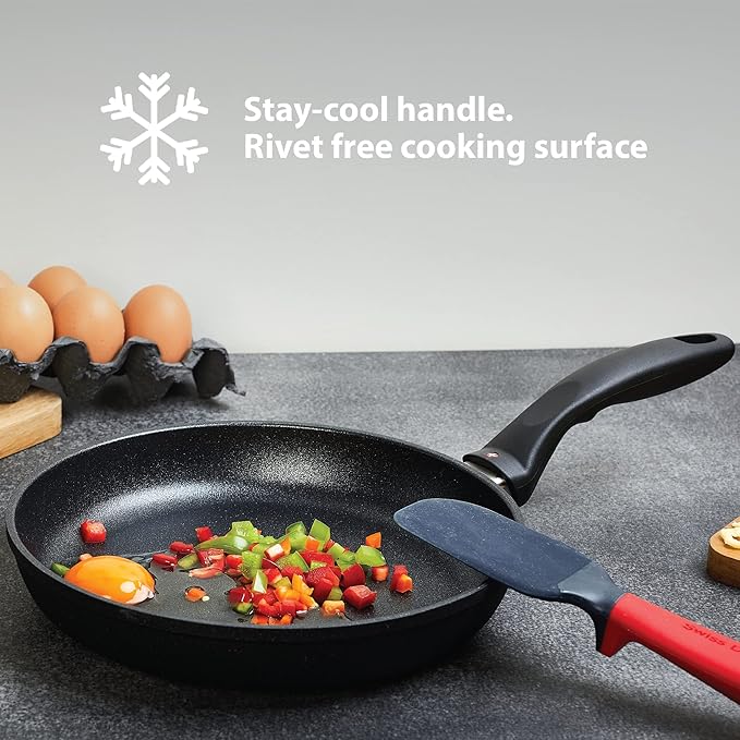 Swiss Diamond 10.25" Nonstick Fry Pan HD Induction Compatible Diamond Coated Aluminum Skillet, Dishwasher and Oven Safe, Gray