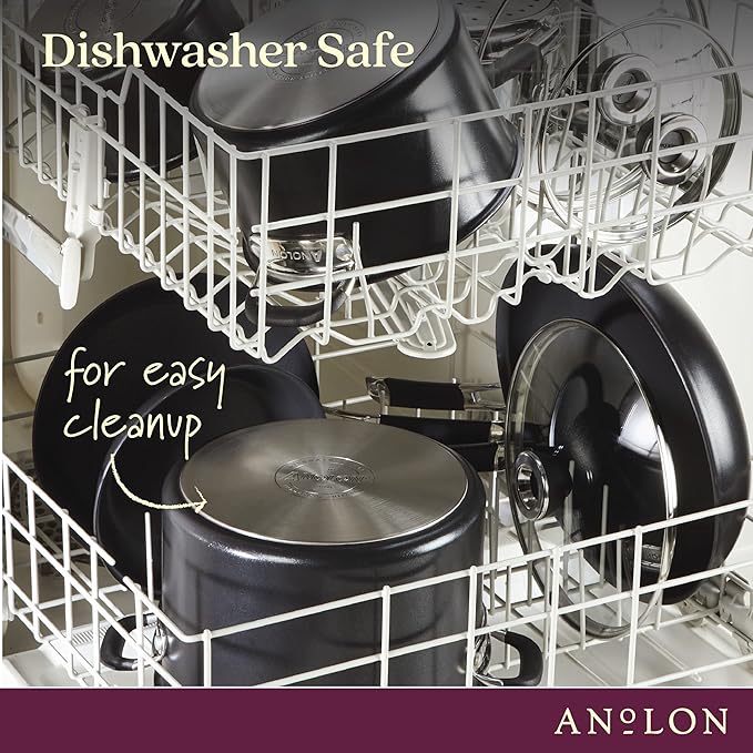 Anolon Smart Stack Hard Anodized Nonstick Frying Pan Set/ Skillet Set - 10 Inch and 12 Inch, Black