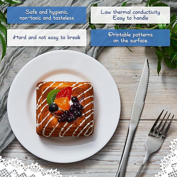 Hushee 24 Pack 7 Inch White Dessert Plates/salad Dishes Set, Melamine Small Dinner Plates Round Serving Dishes for Snacks, Bread, Fruit, Cake and Salad, Home Restaurant Supplies