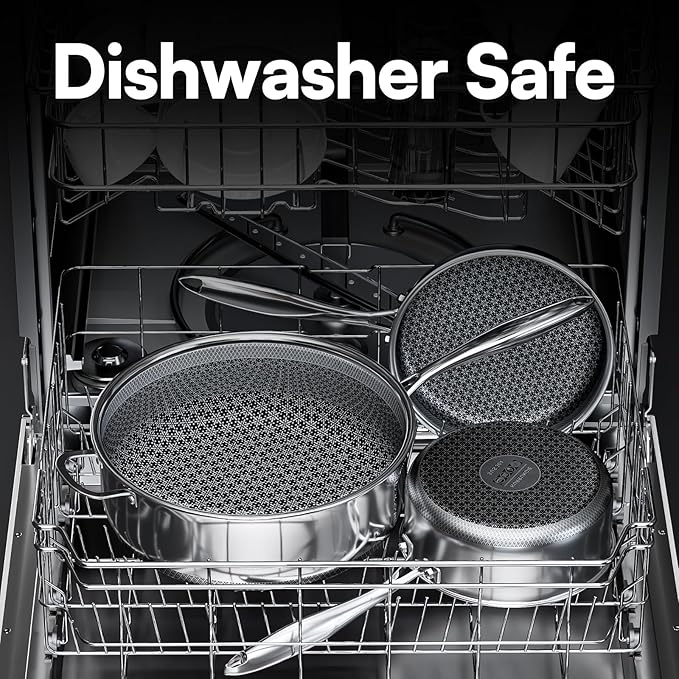 17-Piece 5 Ply Stainless Steel Cookware Set with Lids, Pots and Pans Set Non Stick, Non-Toxic, for Induction, Oven, Dishwasher Safe, RV Essentials, Kitchen Appliances