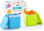 OmieBox (2 pack) Leakproof Dips Containers To Go, Salad Dressing Container, Condiment Container with Lids - Food Safe Silicone - 4 ounces (Blue/Lime)