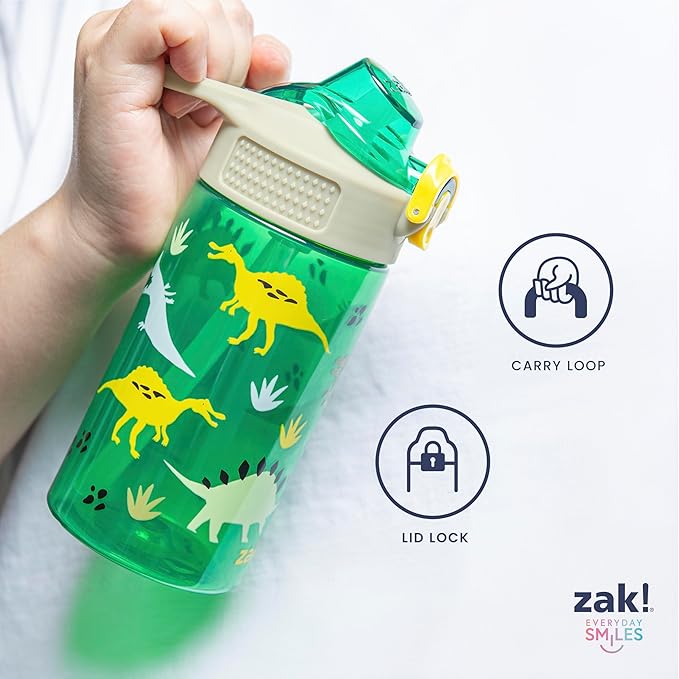 Zak Designs Sanrio Sage Water Bottle For School or Travel, 25oz Durable Plastic Water Bottle With Straw, Handle, and Leak-Proof, Pop-Up Spout Cover (Hello Kitty)