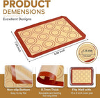 P&P CHEF 9.7 Inch Silicone Baking Mats, 2 Pcs Reusable Silicone Oven Mat, Non Stick Baking Supplies for Macaroon Pastry Bread Dough Cookie, Fits Well with Sheet Pan, Healthy & Easy Clean