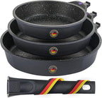 8, 10 and 12 Inch Nonstick Frying Pan Set of 3 - Cast Aluminum Pan with Detachable Handle - Non Stick Skillet Healthy Cooking Pans Induction Compatible Cookware, PFOA Free