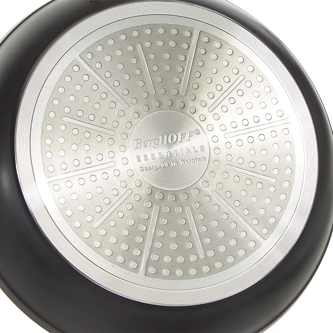 BergHOFF Essentials 5Pc Non-stick Hard Anodized Cookware Starter Set, Glass lid, FernoGreen Non-toxic Nonstick Coating, Stainless Steel Handle, Induction Pots and Pans, Black