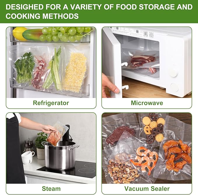 [2025 Upgraded] Moretoes 100pcs Vacuum Sealer Bags, Pint 6" x 10", BPA Free, Pre-cut Commercial Grade Vac Seal Meal Bags for Food Saver Storage, Meal Prep or Sous Vide