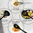 E-far 10 Pieces Silicone Cooking Utensils Set, Heat Resistant Kitchen Utensil Set for Nonstick Cookware, Kitchen Cooking Tools with Spatula, Spoon, Slotted Turner, Non-Toxic & Dishwasher Safe (Black)