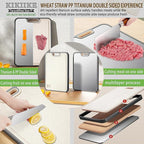 Titanium Cutting Board Double Sided Pure Titanium Cutting Boards for Kitchen, Pure titanium & Wheat Straw PP Food Grade metal cutting board, Non-slip durable and easy to clean (Large)