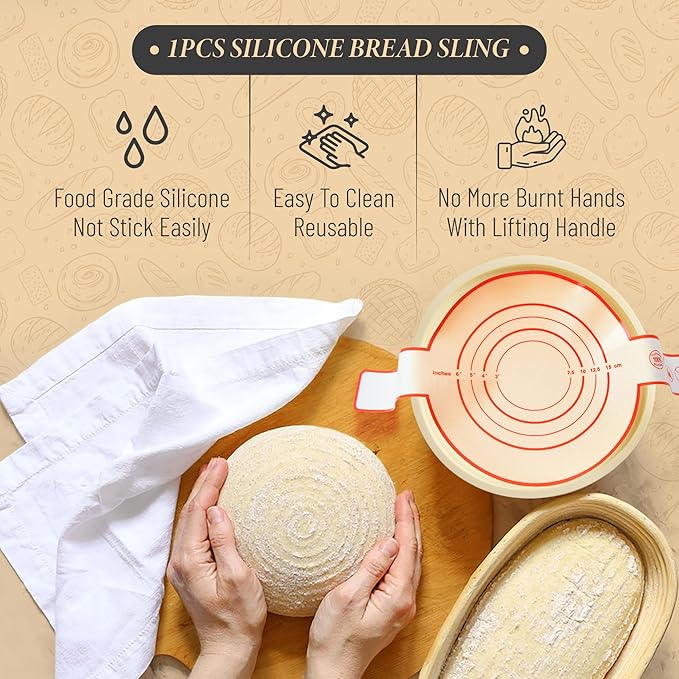 Complete Sourdough Starter Kit, Glass Sourdough Starter Jar Kit & Sourdough Bread Baking Supplies - Sourdough Starter Kit Includes Sourdough Jar, Silicone Bread Proofing Bowl & More (yellow, 10 inch)