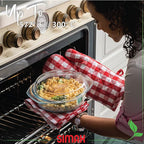 Simax Casserole Dish with Lid, 2 Quart Round Glass Casserole Dishes for Oven with Lid and Handles, Baking Dishes for Oven, Covered Bowl for Cooking, Baking, Serving, Microwave, Dishwasher, and Oven Safe Cookware