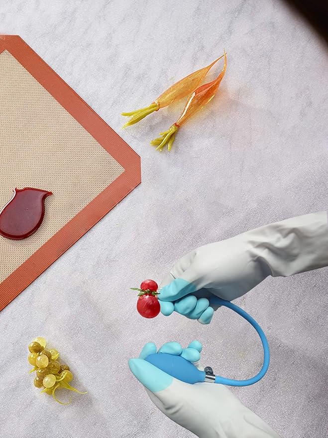 DUEBEL Non-Stick Silicone Baking Mat Set with PVC Gloves, Isomalt Tools, Pastry Isomalt Mat for Baker Confectioner- Mat 16.5”x 12” & Gloves 11.4”x 3.7”